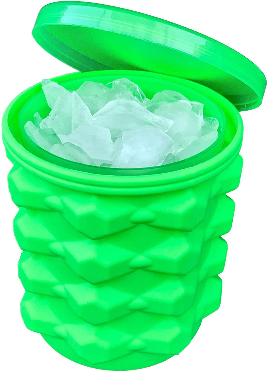 Plastic lid Silicone Ice Cube Maker Ice Cube Mold Ice Trays, Large Silicone  Ice Bucket Containing ice , (2 in 1) Ice Cube Maker, Round,Portable 